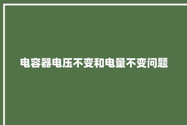 电容器电压不变和电量不变问题