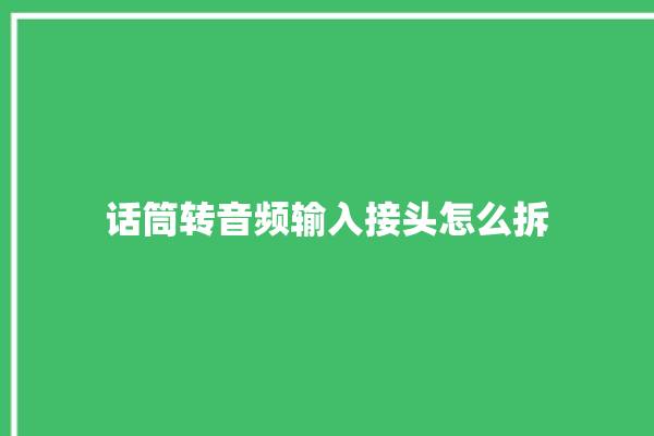 话筒转音频输入接头怎么拆