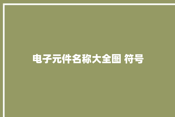 电子元件名称大全图 符号