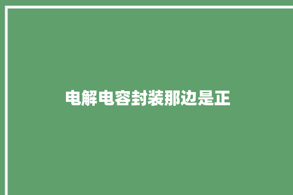 电解电容封装那边是正