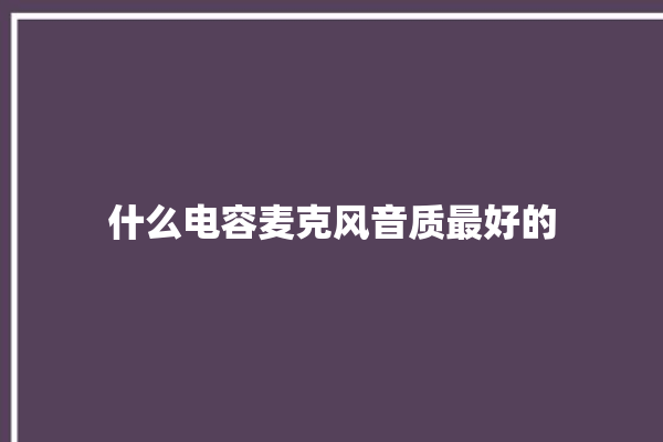 什么电容麦克风音质最好的