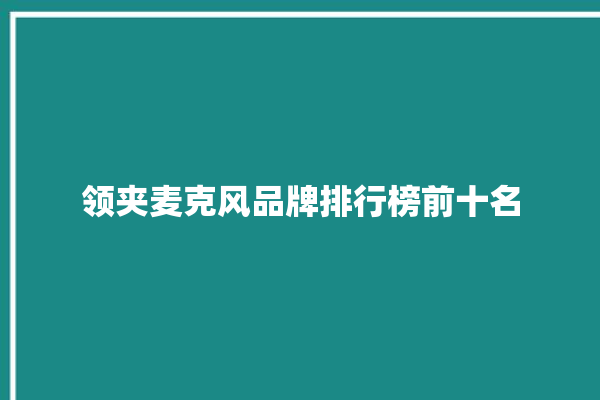 领夹麦克风品牌排行榜前十名