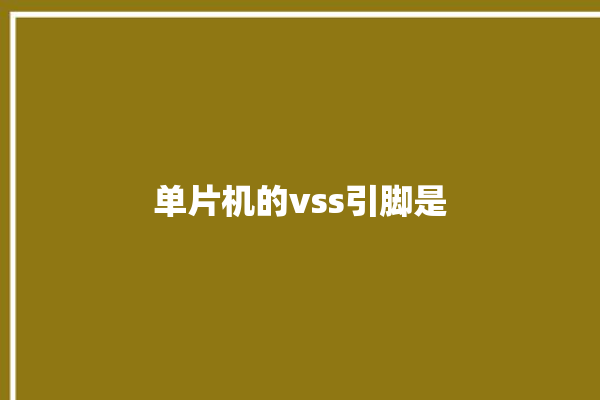 单片机的vss引脚是