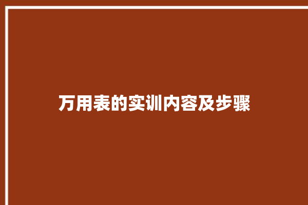 万用表的实训内容及步骤