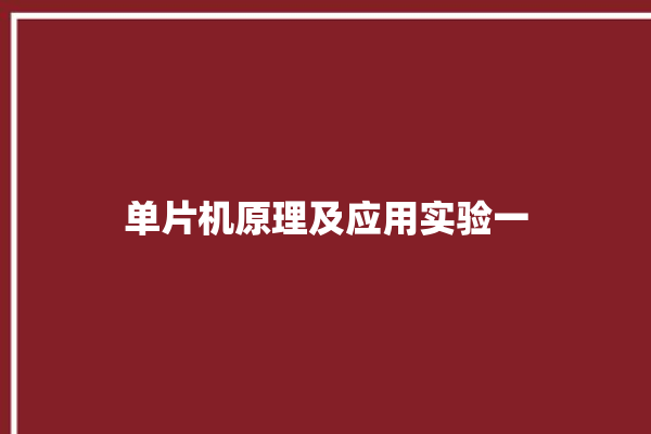 单片机原理及应用实验一