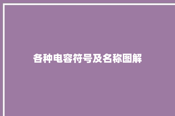 各种电容符号及名称图解