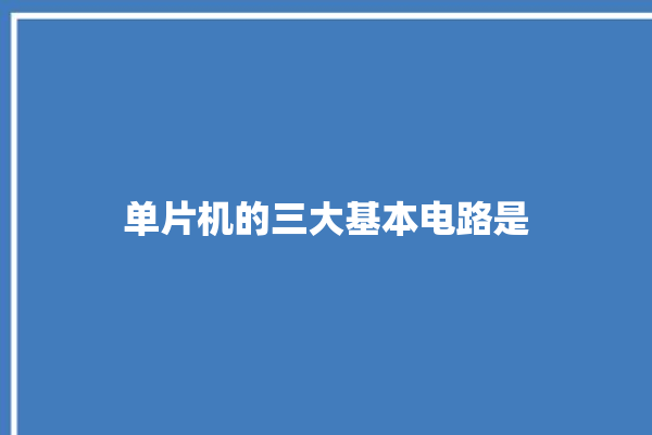 单片机的三大基本电路是