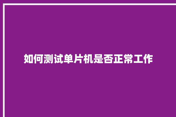 如何测试单片机是否正常工作