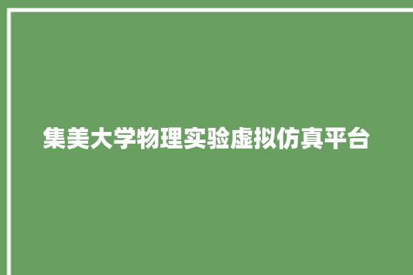 集美大学物理实验虚拟仿真平台