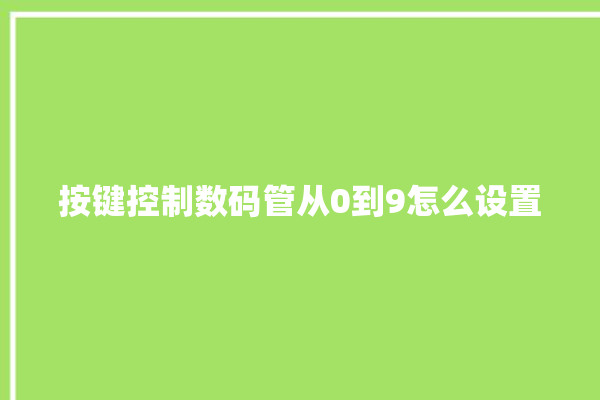 按键控制数码管从0到9怎么设置