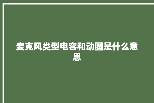 麦克风类型电容和动圈是什么意思