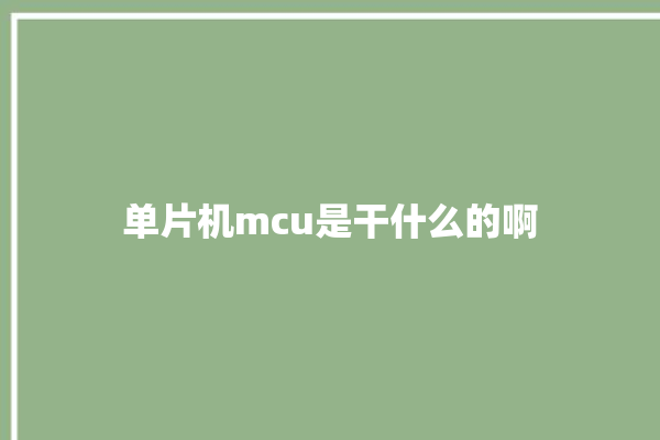 单片机mcu是干什么的啊