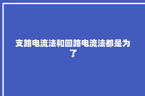 支路电流法和回路电流法都是为了