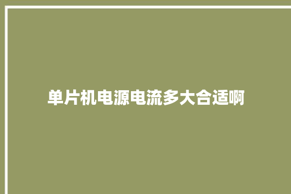 单片机电源电流多大合适啊