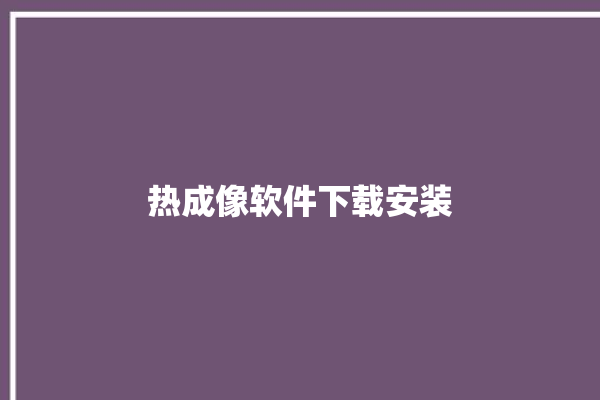 热成像软件下载安装