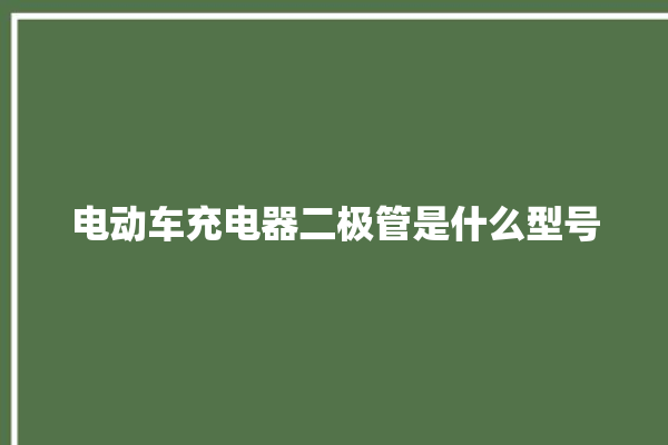 电动车充电器二极管是什么型号