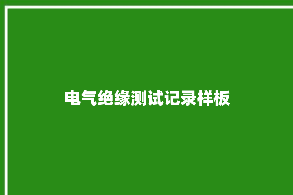 电气绝缘测试记录样板