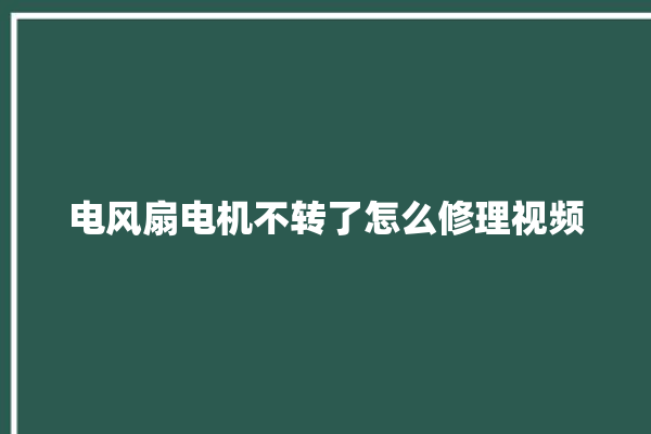 电风扇电机不转了怎么修理视频