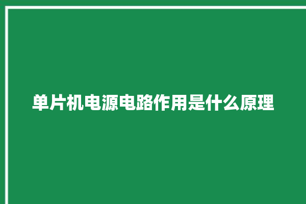 单片机电源电路作用是什么原理