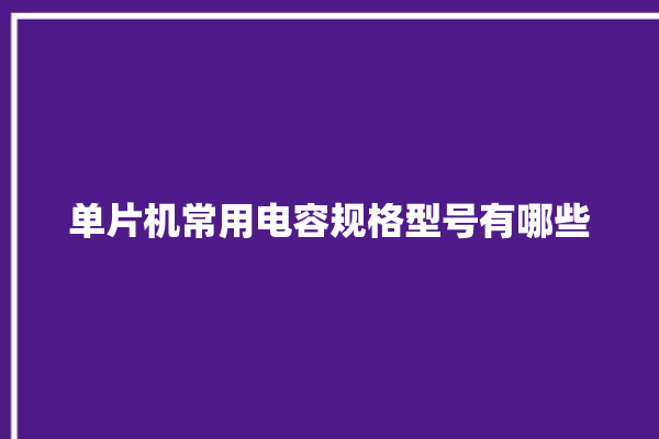 单片机常用电容规格型号有哪些