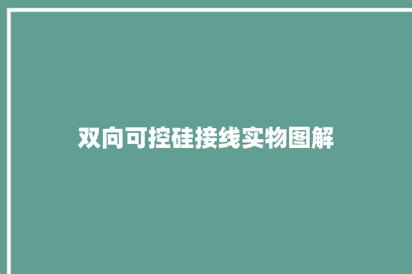 双向可控硅接线实物图解