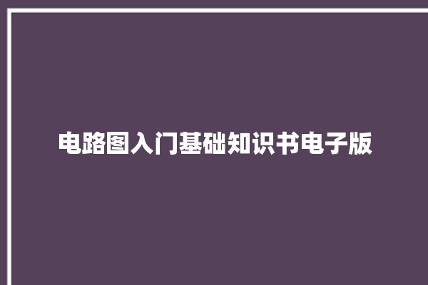 电路图入门基础知识书电子版