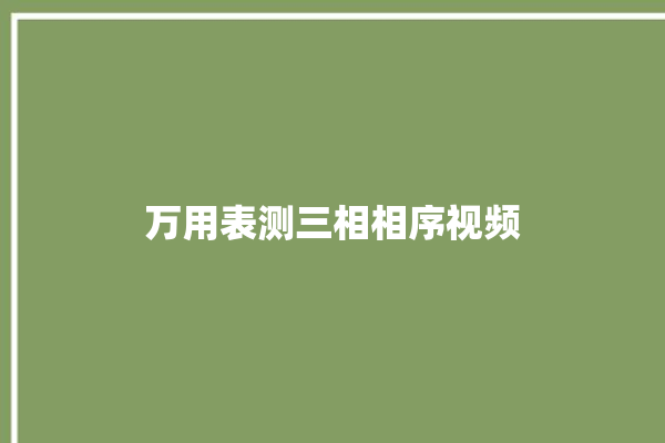 万用表测三相相序视频