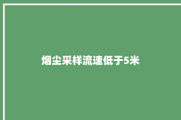 烟尘采样流速低于5米