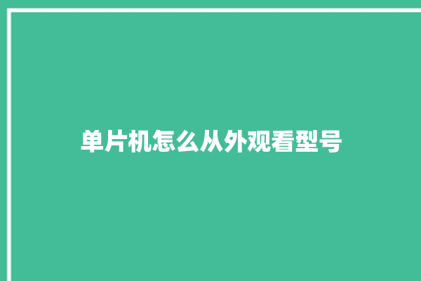 单片机怎么从外观看型号