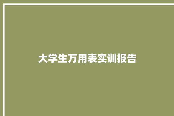 大学生万用表实训报告