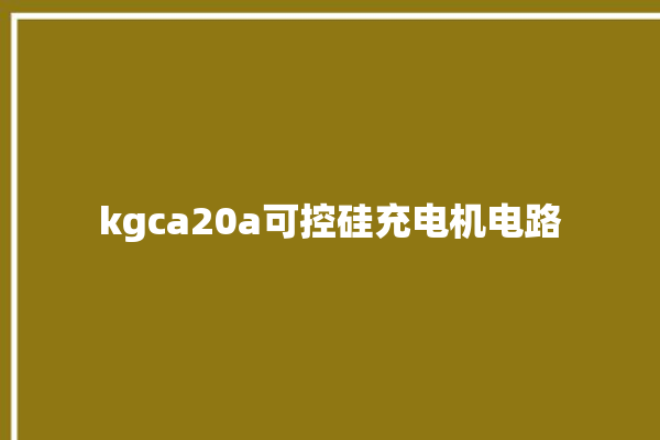 kgca20a可控硅充电机电路