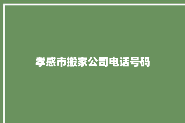 孝感市搬家公司电话号码