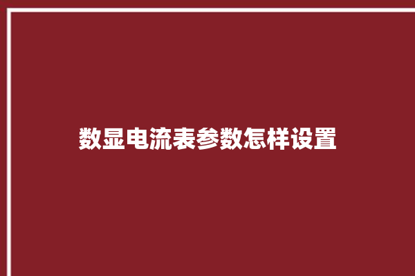 数显电流表参数怎样设置