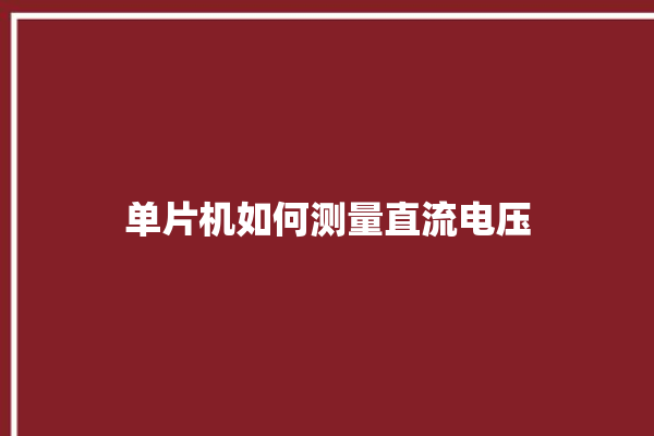 单片机如何测量直流电压