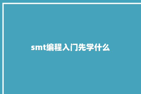 smt编程入门先学什么