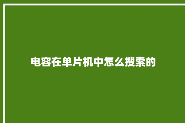 电容在单片机中怎么搜索的