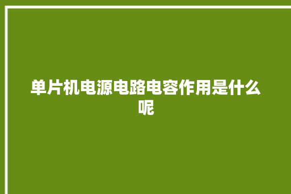 单片机电源电路电容作用是什么呢