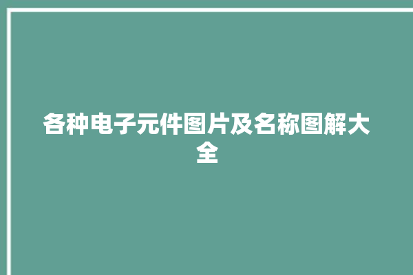 各种电子元件图片及名称图解大全