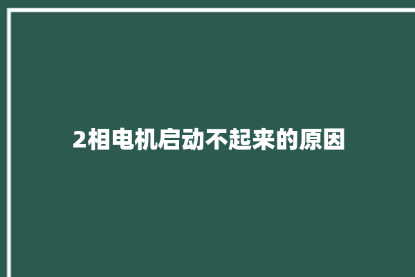 2相电机启动不起来的原因