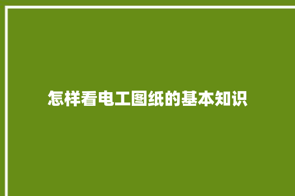 怎样看电工图纸的基本知识