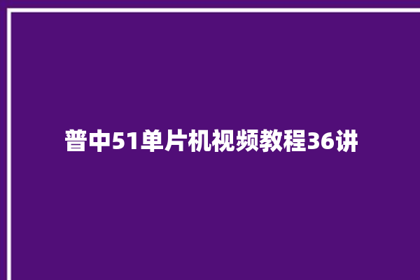 普中51单片机视频教程36讲