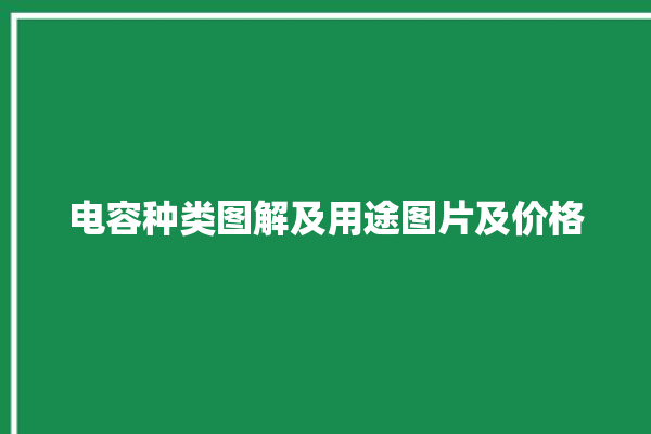 电容种类图解及用途图片及价格