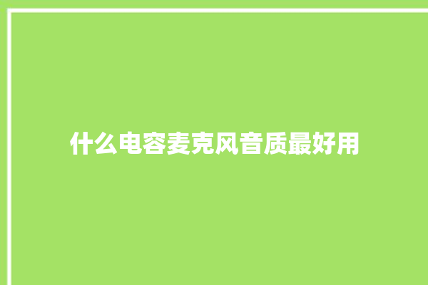 什么电容麦克风音质最好用