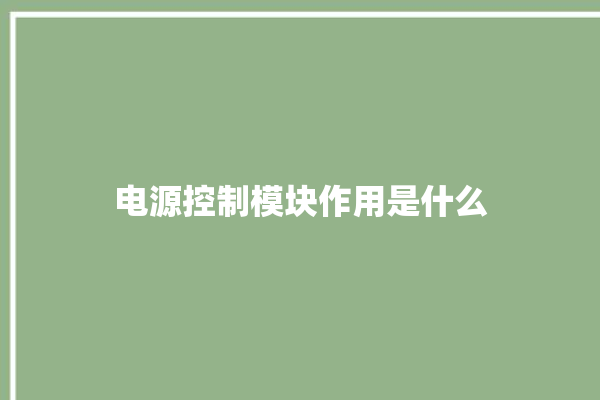 电源控制模块作用是什么