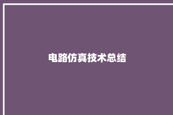 电路仿真技术总结