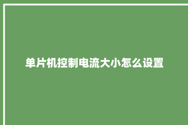 单片机控制电流大小怎么设置