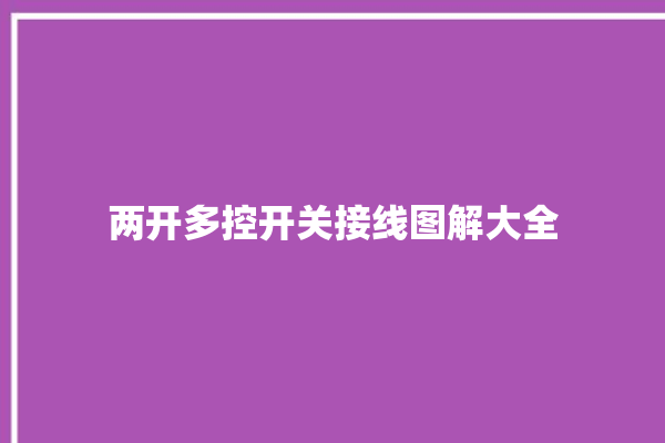 两开多控开关接线图解大全