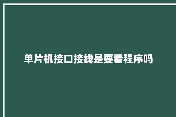 单片机接口接线是要看程序吗