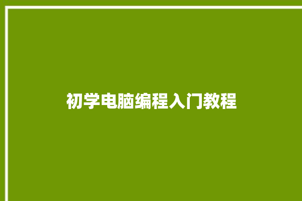 初学电脑编程入门教程