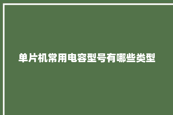 单片机常用电容型号有哪些类型